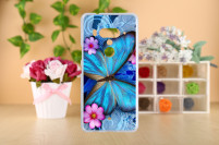 Силиконов гръб ТПУ за HTC U12 Plus синя пеперуда и цветя